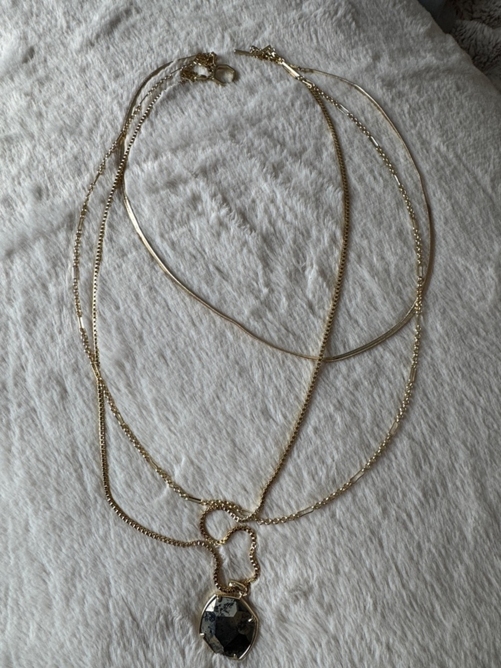 Kendra Scott Gold Layered Necklace with Faceted Pendant